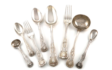 A matched Victorian silver King's pattern canteen for twelve