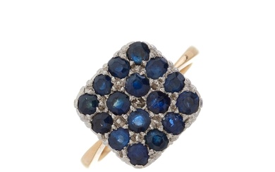 A mid 20th century 18ct gold and platinum, sapphire cluster ...