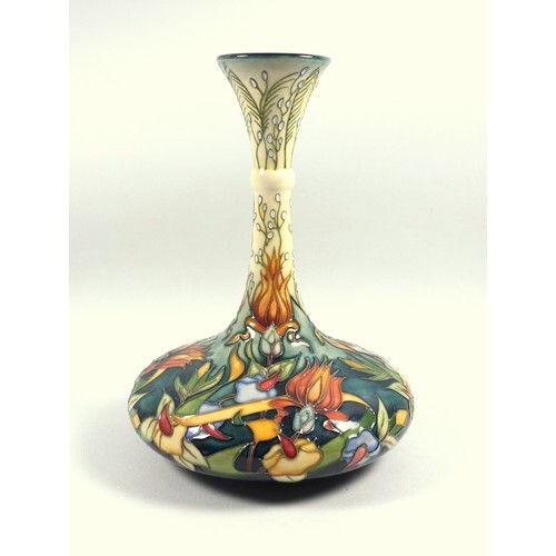A modern Moorcroft pottery vase of Persian shape, tube lined...