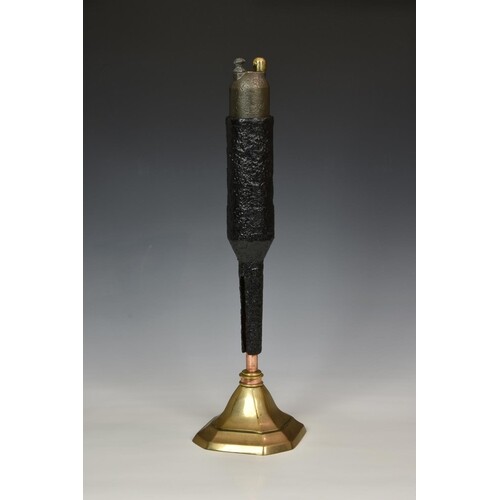 A mounted trench art WWI French grenade launcher cup dischar...