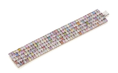 A multicolored sapphire mesh bracelet