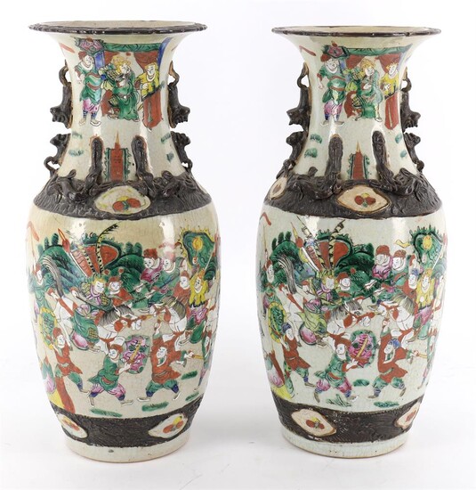 A pair of Cantonese vases
