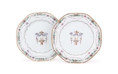 A pair of Chinese Export Famille Rose plates