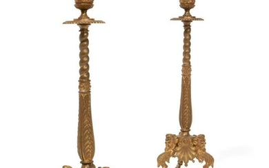 A pair of Napoleon III gilt bronze candlesticks