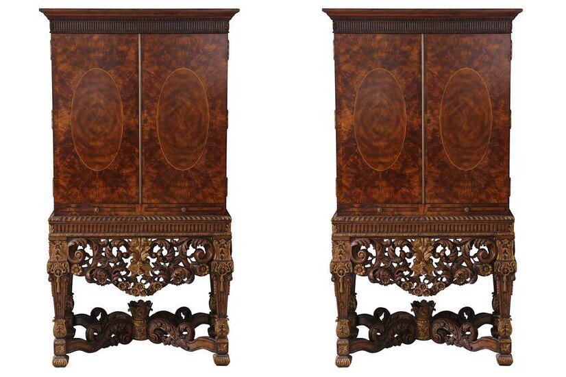 A pair of Theodore Alexander Althorp Collection George III style mahogany cocktail cabinets