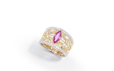 A pink sapphire and diamond dress ring