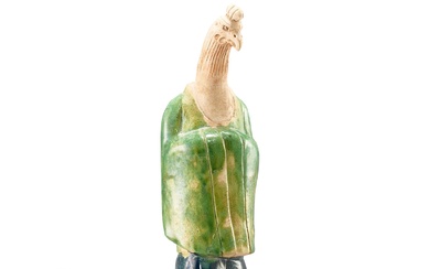 A rare blue and green-glazed zodiac figure of a rooster, Tang dynasty 唐 藍綠釉酉雞生肖俑