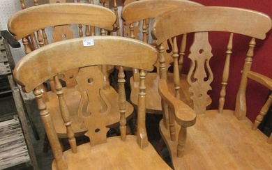 A set of four plus two pine dining chairsCondition Report...