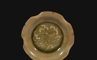 A small Yaozhou molded and carved lobed celadon dish