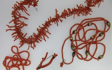 A small collection of coral jewellery