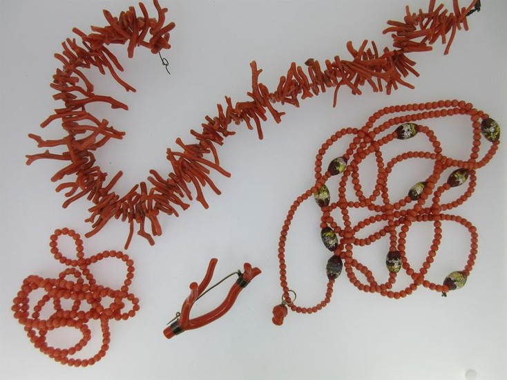A small collection of coral jewellery
