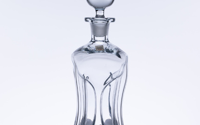 A vintage Danish Holmguard crystal glug decanter, H: 31cm