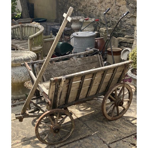 A wooden dog cart, 100 cm wide