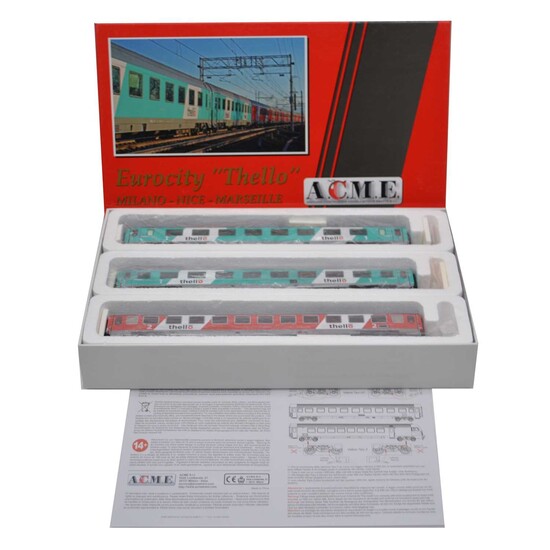 ACME HO railway 3-car passenger coach set ref 55122 Thello 1st and 2nd ep VI