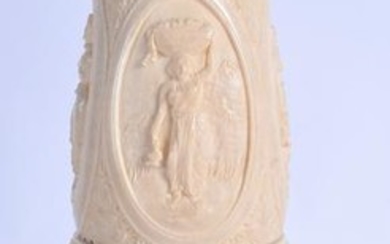 AN EARLY 20TH CENTURY INDIAN CARVED IVORY VASE. Total