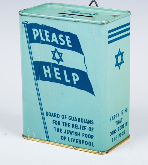 AN EARLY TIN CHARITY CONTAINER. Liverpool, c. 1950.