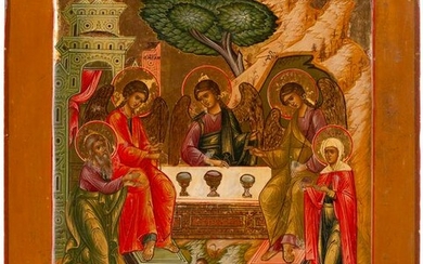 AN ICON SHOWING THE OLD TESTAMENT TRINITY Russian, 19th