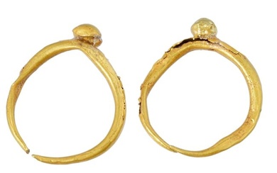 ANCIENT ROMAN 22K GOLD HOOP EARRINGS WITH DROPS