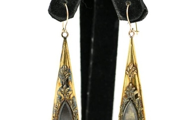 ANTIQUE 14K GOLD MOURNING EARRINGS