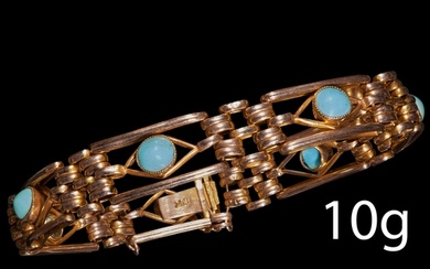 ANTIQUE TURQUOISE SET GOLD BRACELET, Turquoise well matched...