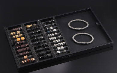 Aagaard. Large Men's bracelet collection with two bracelets and approx. 90 charms in steel