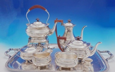 Adie Brothers English Sterling Silver Tea Set 7pc w/Tray George II Style