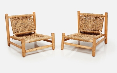 Adrien Audoux & Frida Minet Style Pair of low chairs, 1960s