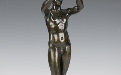 After the antique - a 19th century black patinated cast bronze Grand Tour figure of 'The Prayin