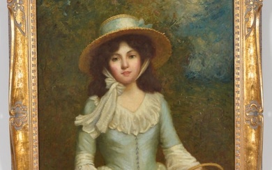 Alfred C. Weatherstone. British. Portrait of Miss Weatherstone. Young woman wearing a bonnet and