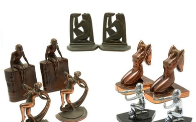 American Art Deco Group of Six Pairs of Bookends