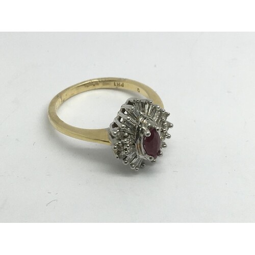 An 18ct gold diamind and ruby cluster ring, approx 4.7g and ...