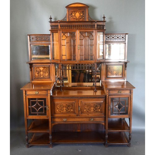 An Edwardian Mahogany Rosewood Marquetry Inlaid Side Cabinet...