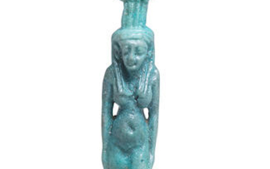An Egyptian pale blue faience amulet of Nephthys