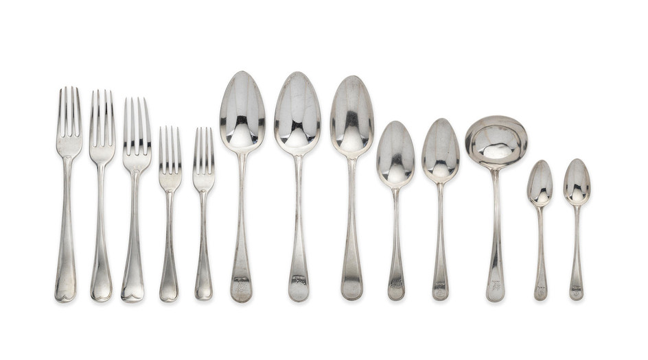 An Old English Thread pattern silver flatware service