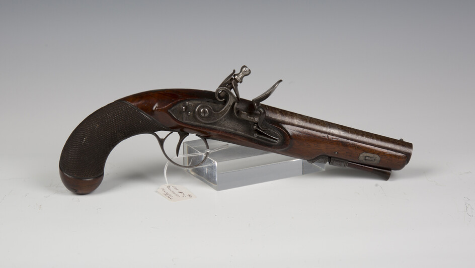 An early 19th century flintlock pistol by Ryan & Watson, London, barrel length 15.5cm, with engr