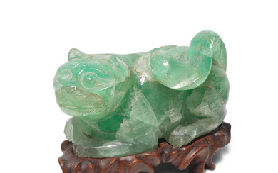 An early 20th century Chinese carved green quartz model of...