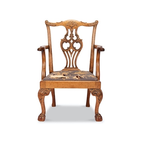 An early 20th century Chippendale style mahogany carved chil...