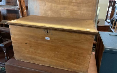 An old pine blanket chest, width 78cm, depth 44cm, height...