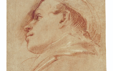 Annibale Carracci (Bologna 1560-1609 Rome), Head of a young man wearing a hat, in profile to the left