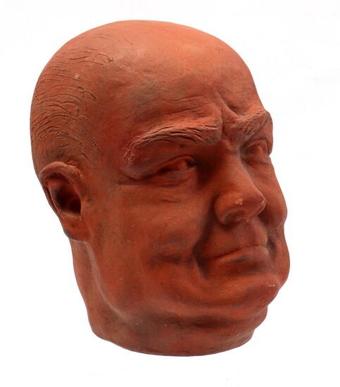 (-), Anonymous, terracotta head of Churchill, 24 cm...