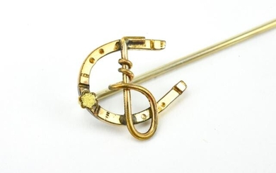 Antique 19th C 10 KT Gold Equestrian Stick Pin