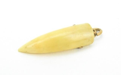 Antique 19th C Mounted Tooth Necklace Pendant