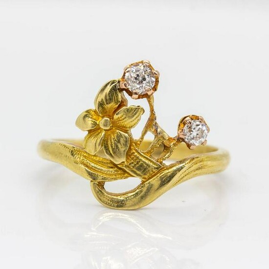 Antique Art Nouveau 18k Gold Diamond Ring