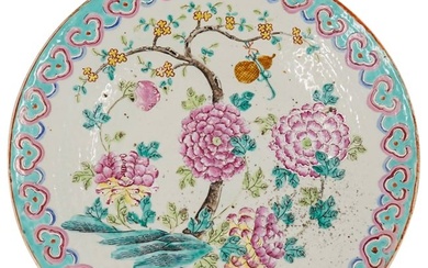 Antique Chinese Qing Dynasty Famille Rose Porcelain Charger