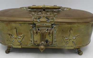 Antique European Bronze Box w/ key H:6" W: 12" D: 6"