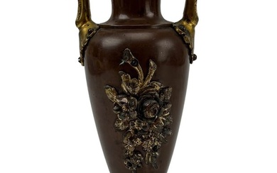 Antique French Bronze Gold Gilt Floral Bud Vase