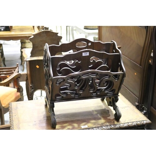 Antique French rosewood splay pierced multi section magazine...