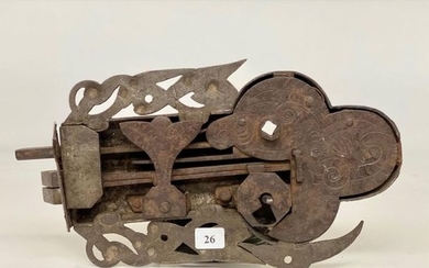 Antique cut iron lock. Nice ironwork. Alsatian work....