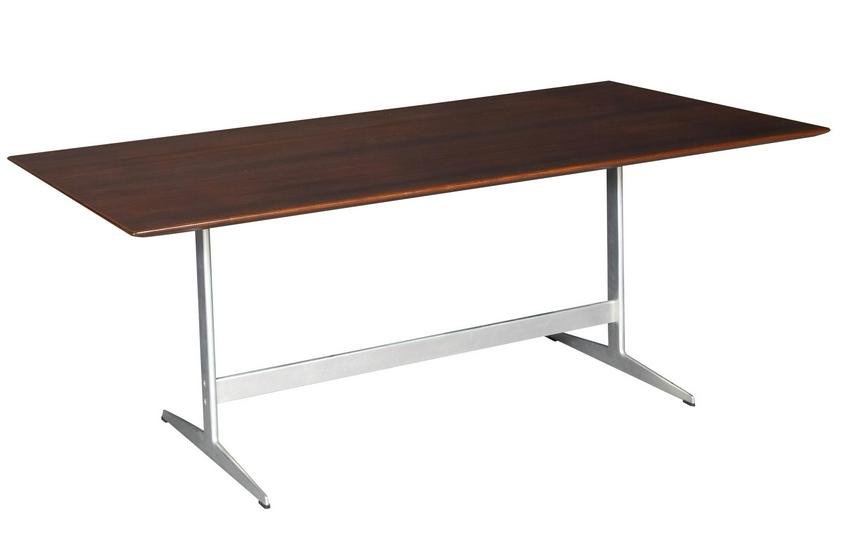 Arne Jacobsen for Fritz Hansen Rosewood and Aluminum Model 3571 Dining Table