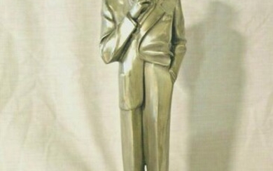 Art Deco Bronze Figurine Silver Finish The Smoker